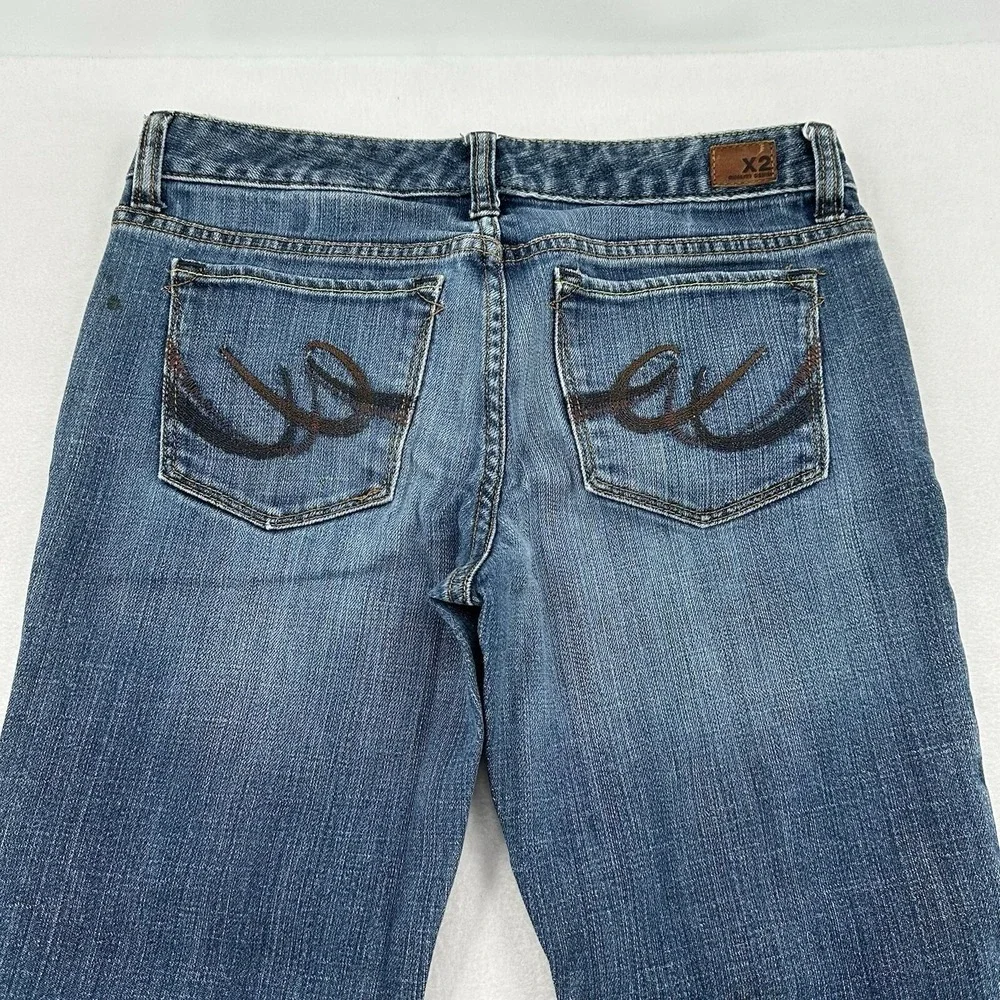 X2 Quality Denim Slim W10 Low Rise Bootcut Jeans Blue Sz 6 Short Medium Wash Y2K